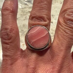 Silver Ring with Rhodochrosite